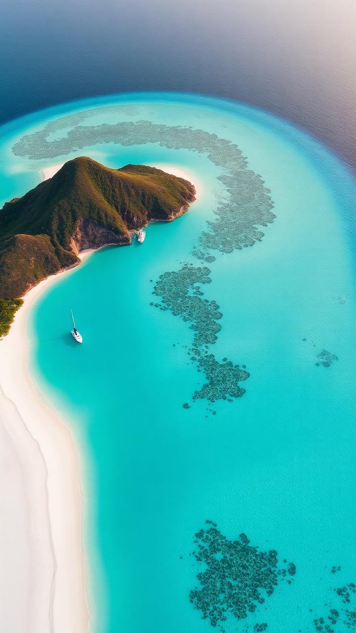 Vista aérea del archipiélago de Los Roques en Venezuela con lagunas turquesas